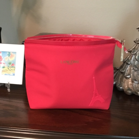 Lancome Handbags - Lancome Red Cosmetic Bag with Eiffel Tower Accent